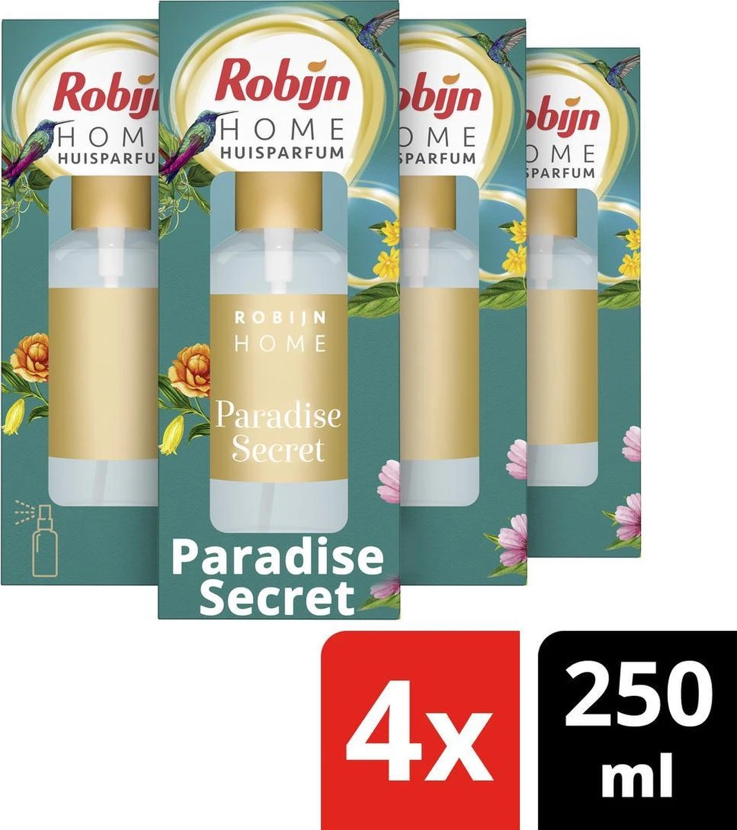 Robijn Home Paradise Secret Huisparfum - 4 X 250 Ml - Voordeelverpakking 5 Robijn Home Paradise Secret Huisparfum - 4 X 250 Ml - Voordeelverpakking - Afbeelding 3