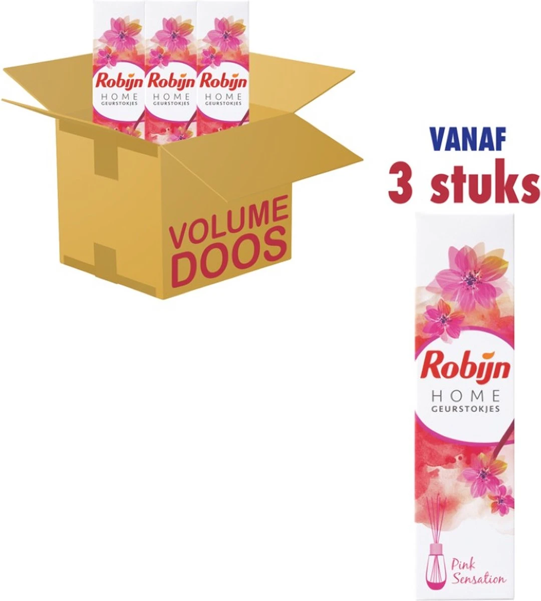 Home Geurstokjes Pink Sensation (3 X 45ml) 3 Home Geurstokjes Pink Sensation (3 X 45ml)
