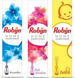 3 Stuks - Robijn Home Geurstokjes - Morgenfris - Pink - Zwitsal - 45 Ml