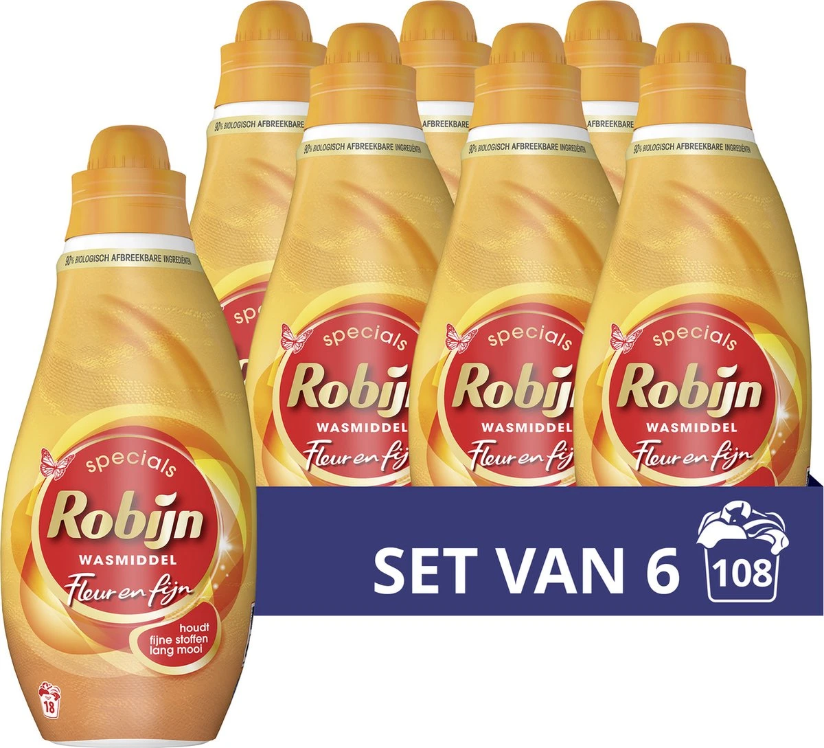 Robijn Specials Fleur & Fijn Vloeibaar Wasmiddel - 6 X 18 Wasbeurten - Voordeelverpakking 3 Robijn Specials Fleur & Fijn Vloeibaar Wasmiddel - 6 X 18 Wasbeurten - Voordeelverpakking