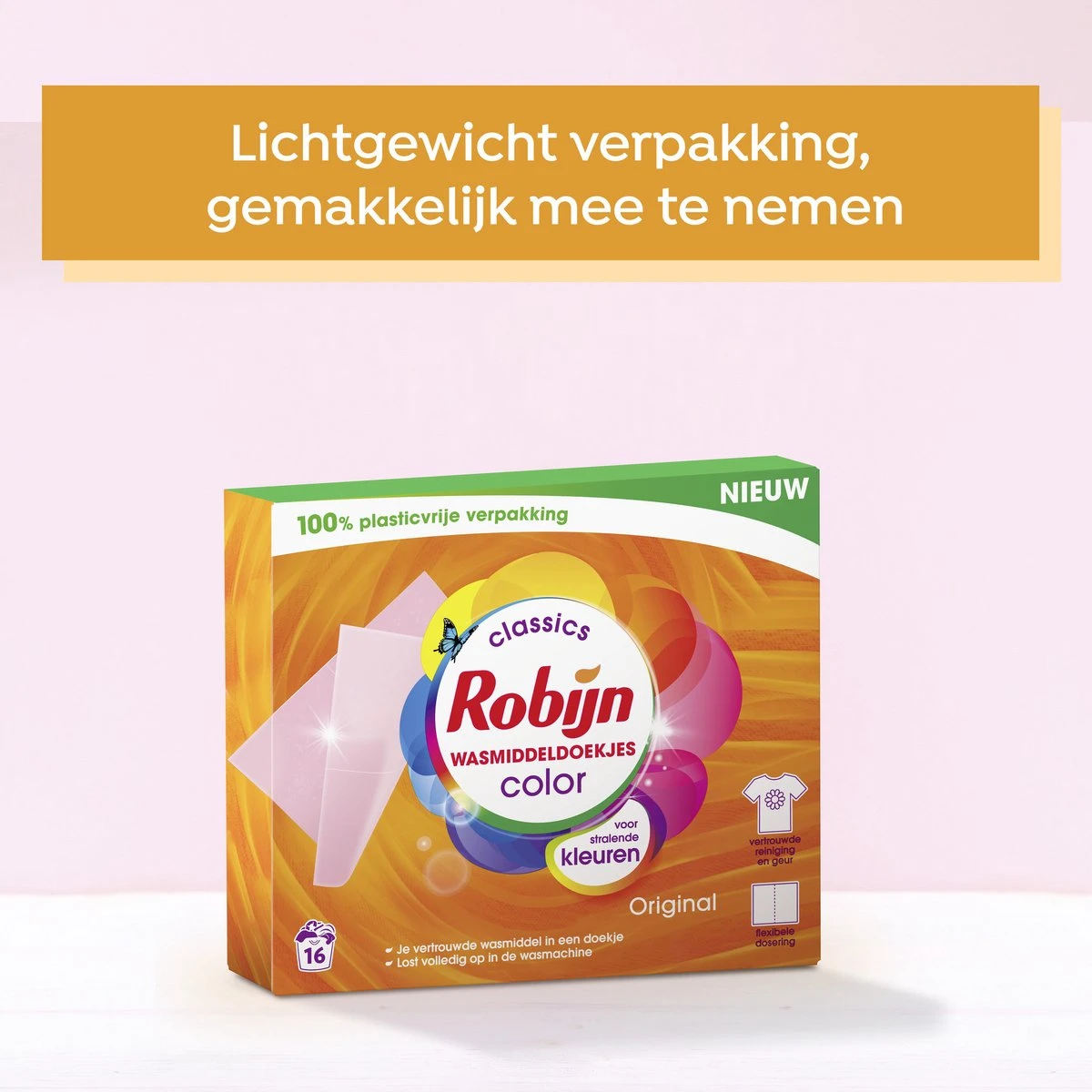 Robijn Classics Color Wasmiddeldoekjes - 4 X 16 Wasstrips - Voordeelverpakking 7 Robijn Classics Color Wasmiddeldoekjes - 4 X 16 Wasstrips - Voordeelverpakking - Afbeelding 5