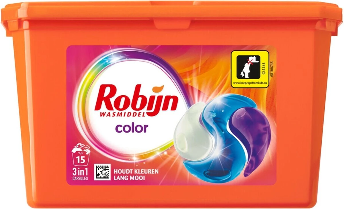 Robijn Wascapsules 3-in-1 Color 15 Stuks 4 Robijn Wascapsules 3-in-1 Color 15 Stuks - Afbeelding 2