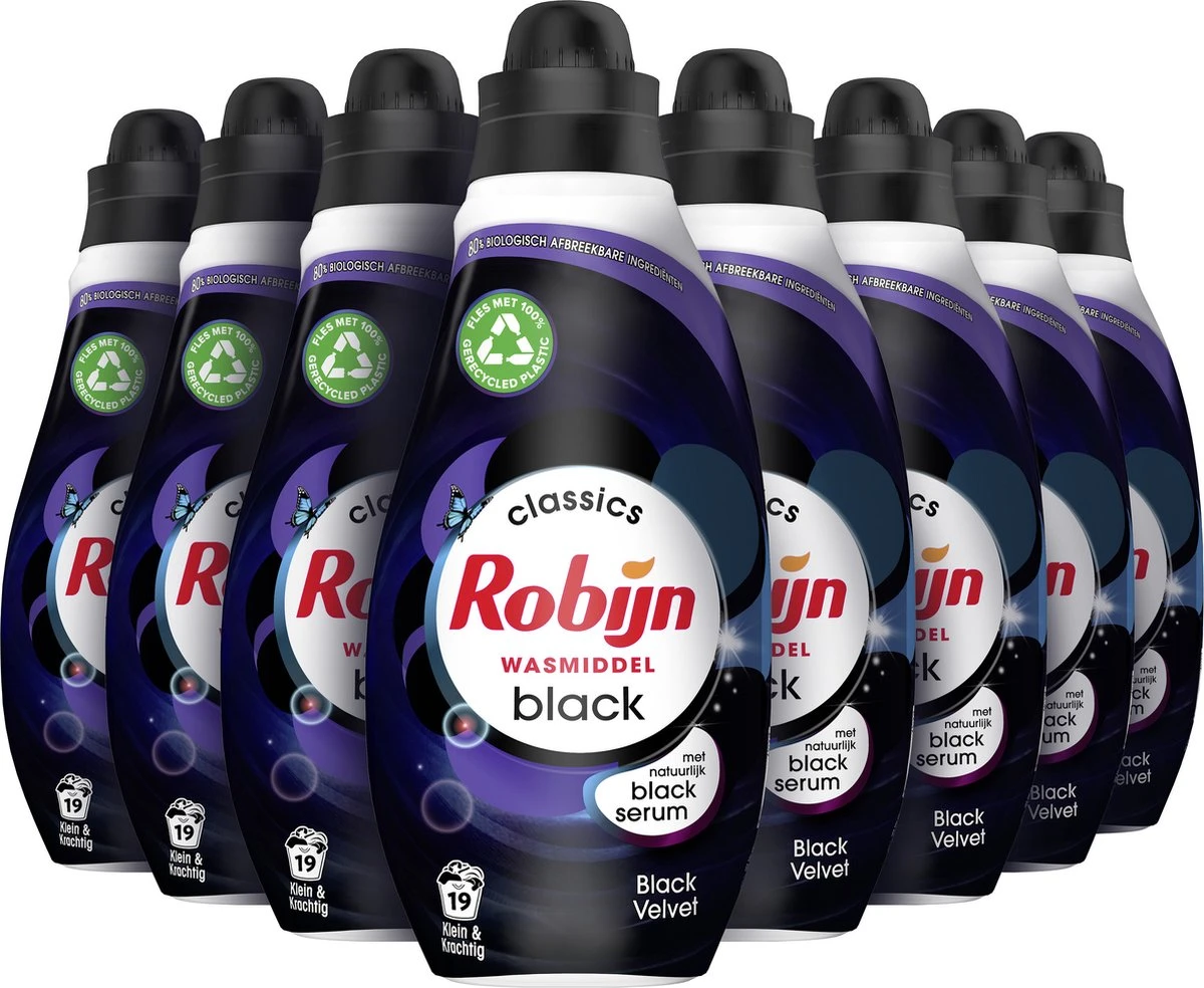 Robijn Klein & Krachtig Classics Black Velvet Vloeibaar Wasmiddel - 8 X 19 Wasbeurten - Voordeelverpakking 4 Robijn Klein & Krachtig Classics Black Velvet Vloeibaar Wasmiddel - 8 X 19 Wasbeurten - Voordeelverpakking - Afbeelding 2