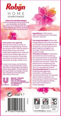Robijn Geurstokjes Pink Sensation - 1 X 45 Ml -Huishoud Verkoop 629x1200