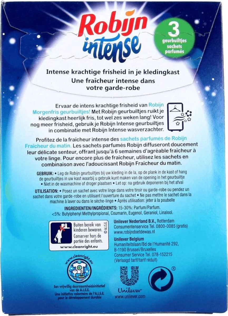 Robijn Geurbuiltje Intense 3 STUKS - Geur- Geurbuiltjes- Geurzakjes Voor In De Kledingkast 4 Robijn Geurbuiltje Intense 3 STUKS - Geur- Geurbuiltjes- Geurzakjes Voor In De Kledingkast - Afbeelding 2