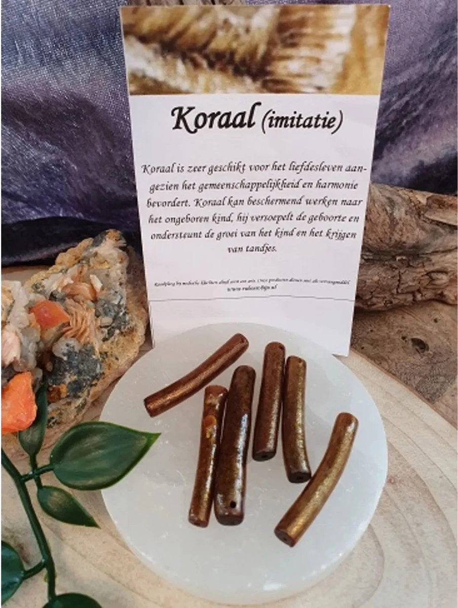 Koraal Kralen Goud Staafje - 6 St. (imitatie) 3 Koraal Kralen Goud Staafje - 6 St. (imitatie)