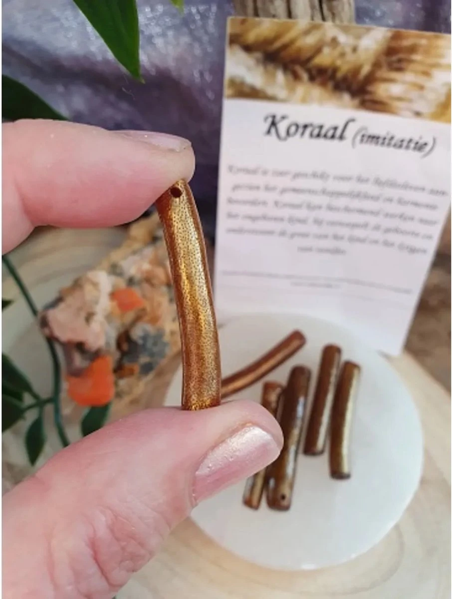 Koraal Kralen Goud Staafje - 6 St. (imitatie) 4 Koraal Kralen Goud Staafje - 6 St. (imitatie) - Afbeelding 2